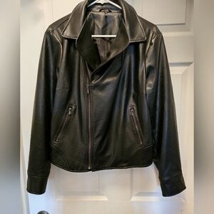 Black faux leather moto jacket